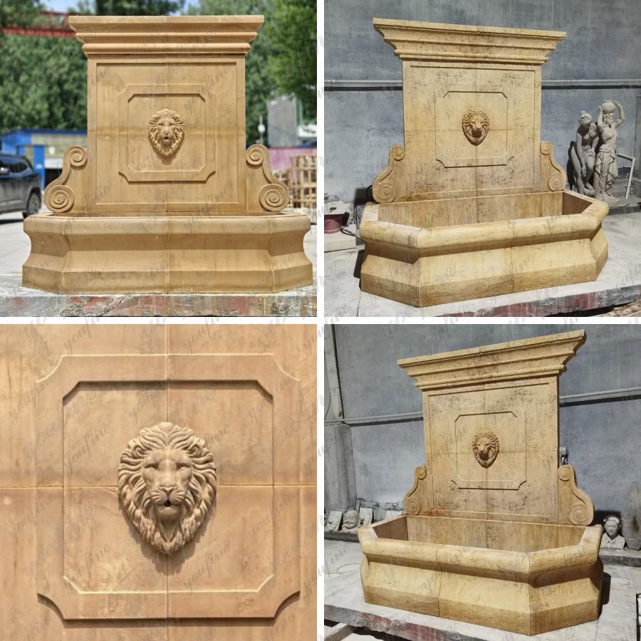 beige marble tiger wall fountain (4)