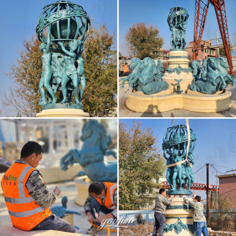 bronze fountain installation