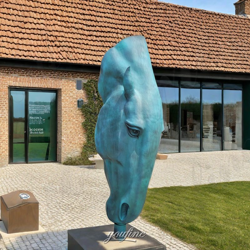 large horse head bronze sculpture