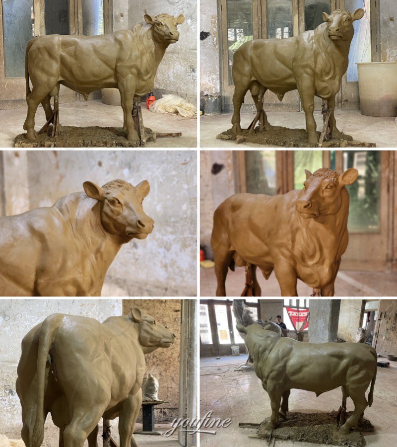 life size bull clay model