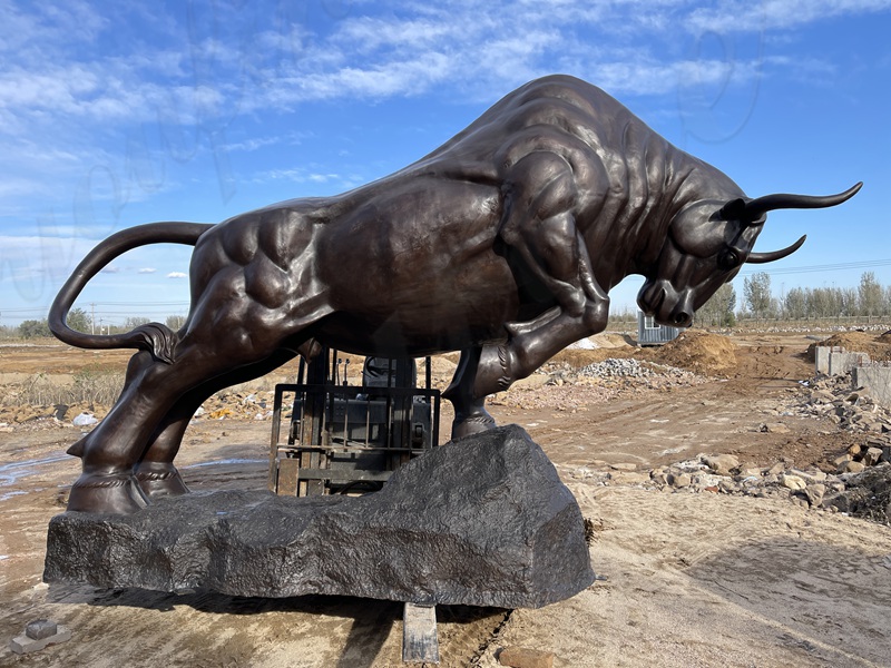 outdoor bronze bull sculpture