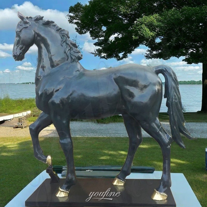 bronze horse one leg up statue