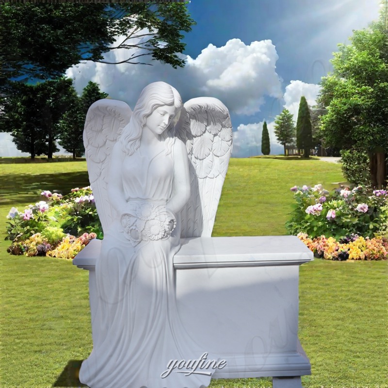 marble angel wings headstone