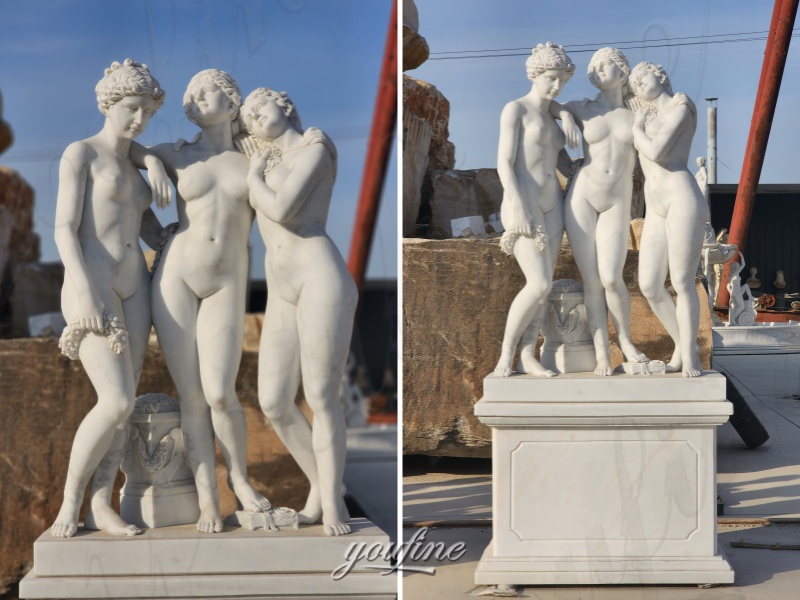 three graces statue with base