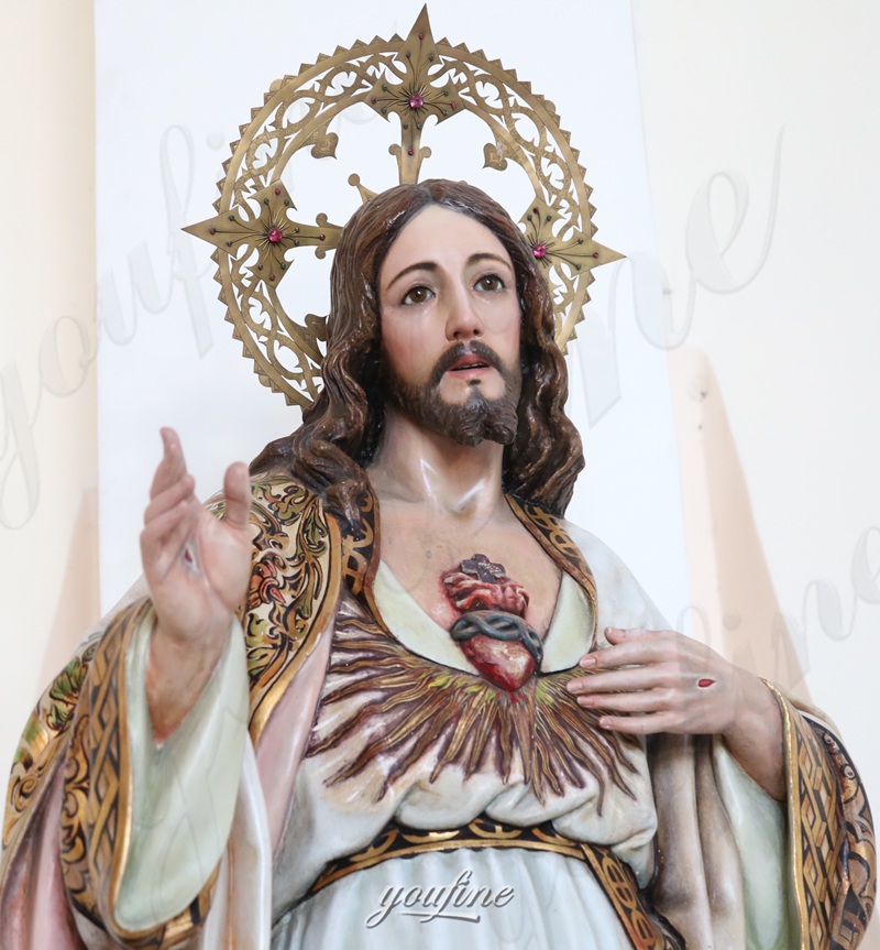 antique sacred heart of Jesus statue (6)