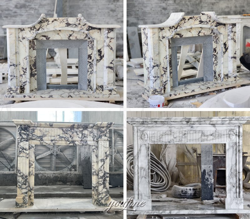 colorful marble fireplace