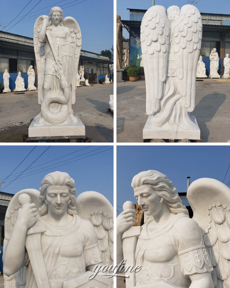 giant white marble st. michael sculpture for sale 1