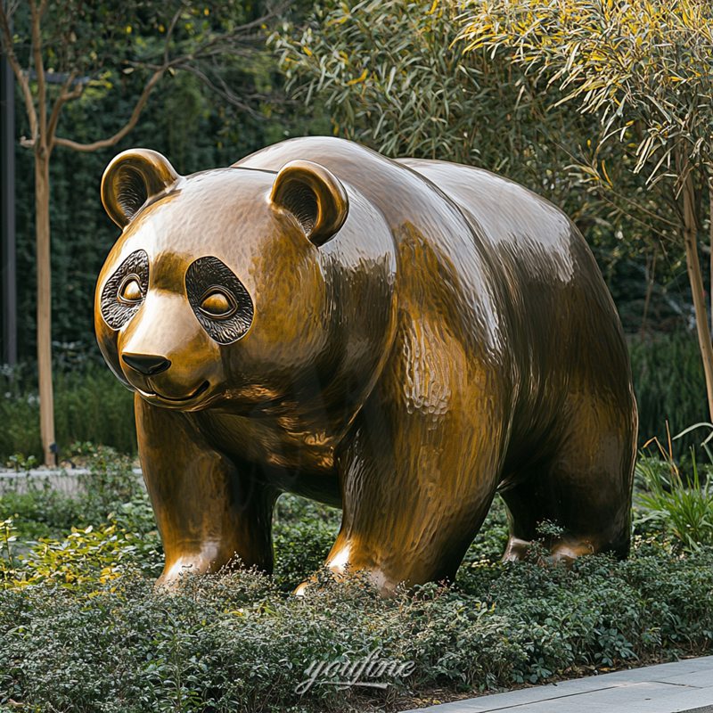 bronze panda sculpture