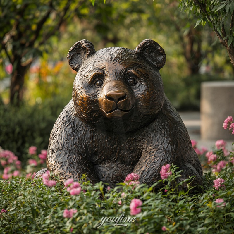 bronze panda statue