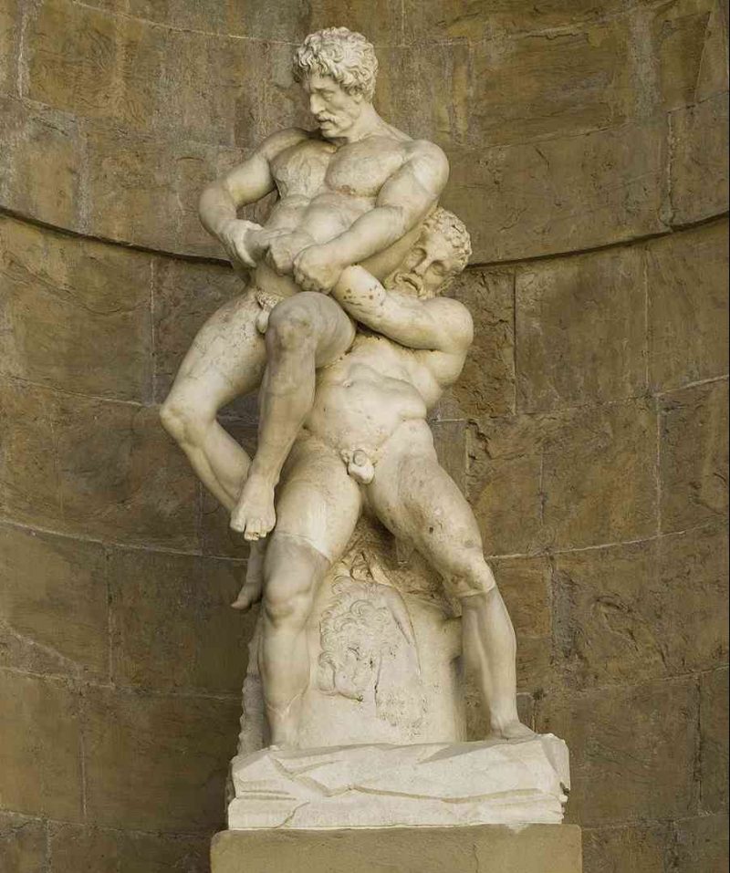 marble Hercules and Antaeus sculpture (6)