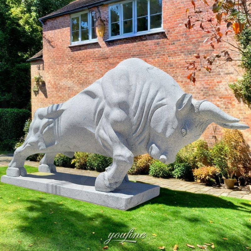 marble charging bull statue