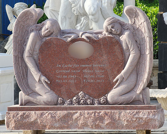 sunset red marble angel memorial (1)