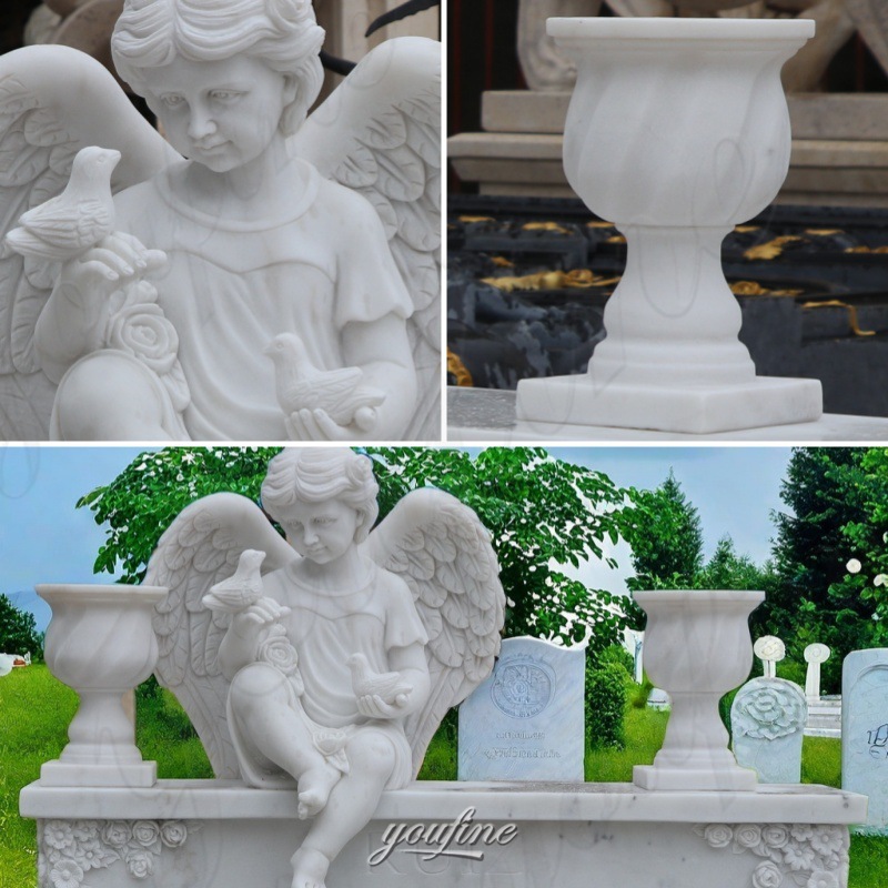 white cherub headstone details