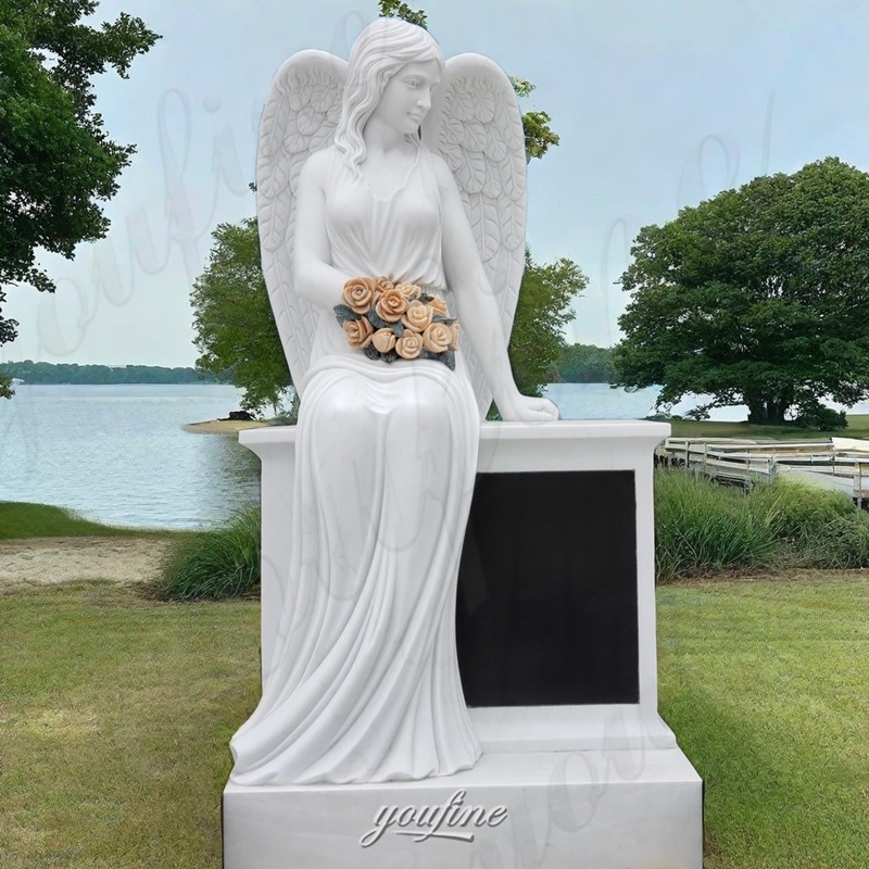 angel bench headstone