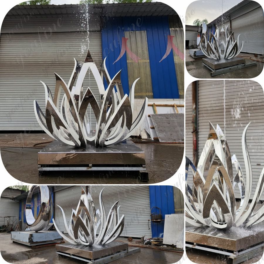 stainless steel lotus flower water fountain for garden