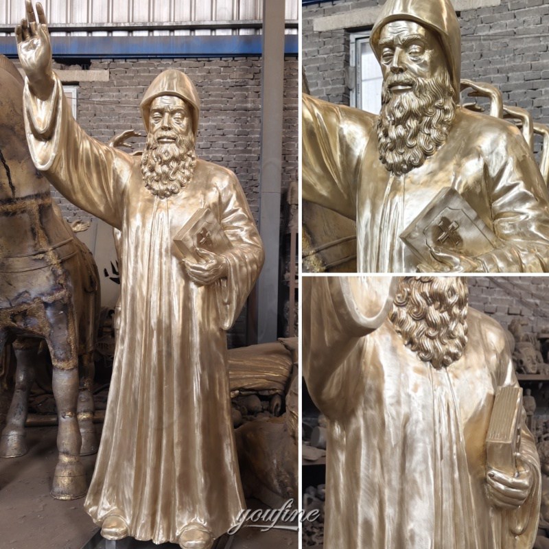 Bronze St. Charbel Statue polishing