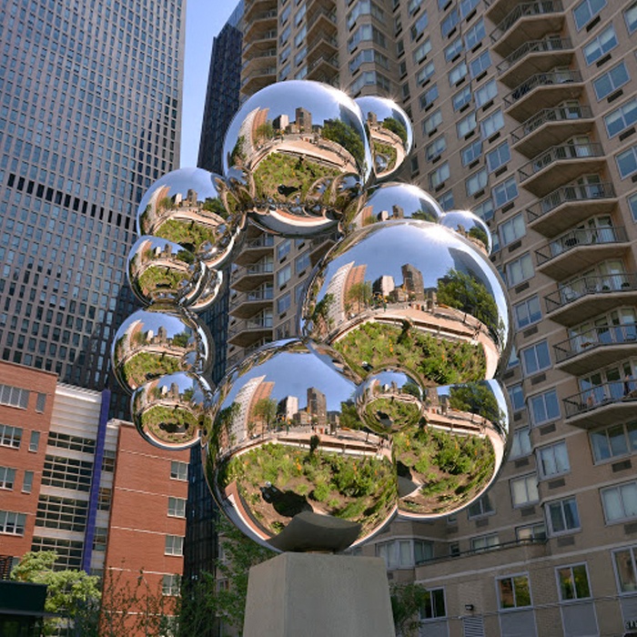 stainless steel high polished ball sculpture for urban