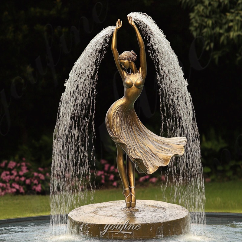 bronze ballerina fountain for garden (4)