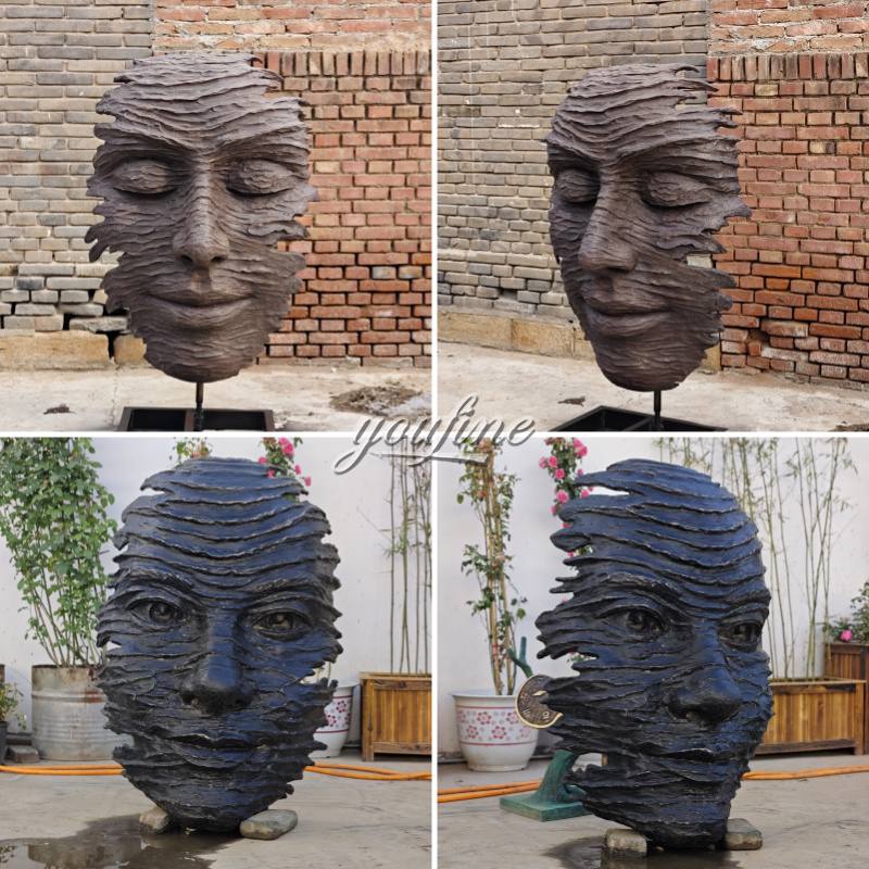 bronze face sculpture in factory