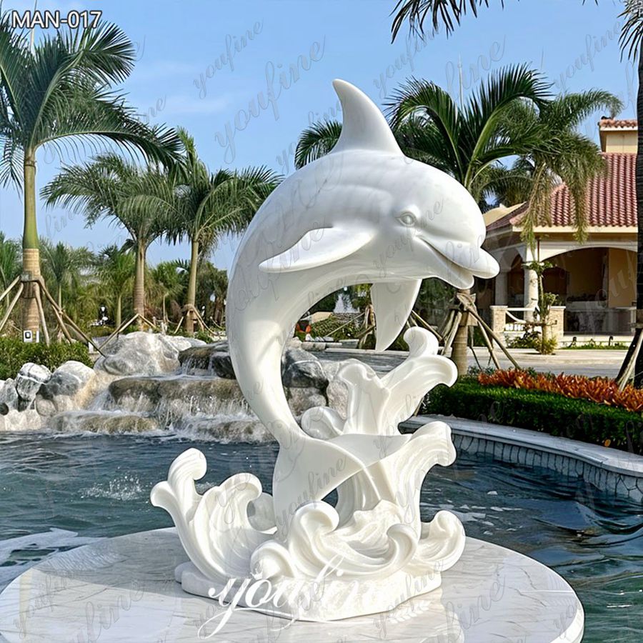 decorative marble dolphin statue for garden (1)