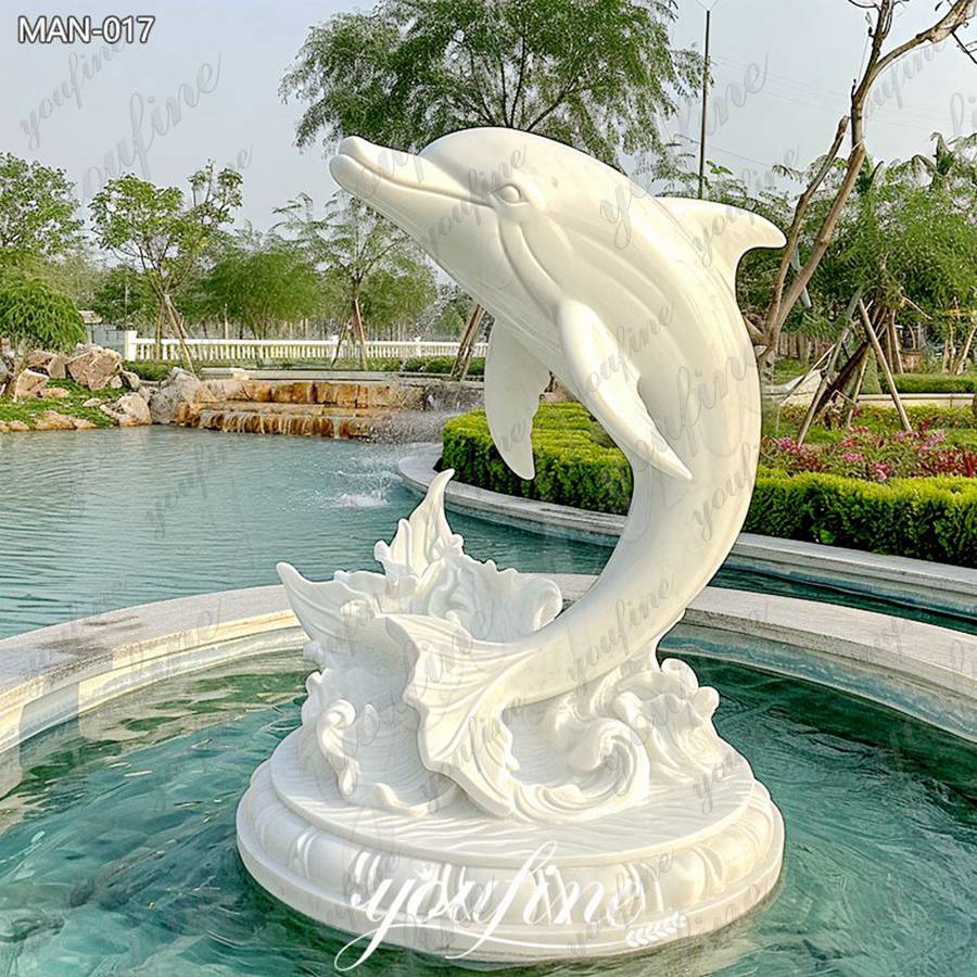 decorative marble dolphin statue for garden (2)