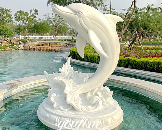 decorative marble dolphin statue for garden (4)