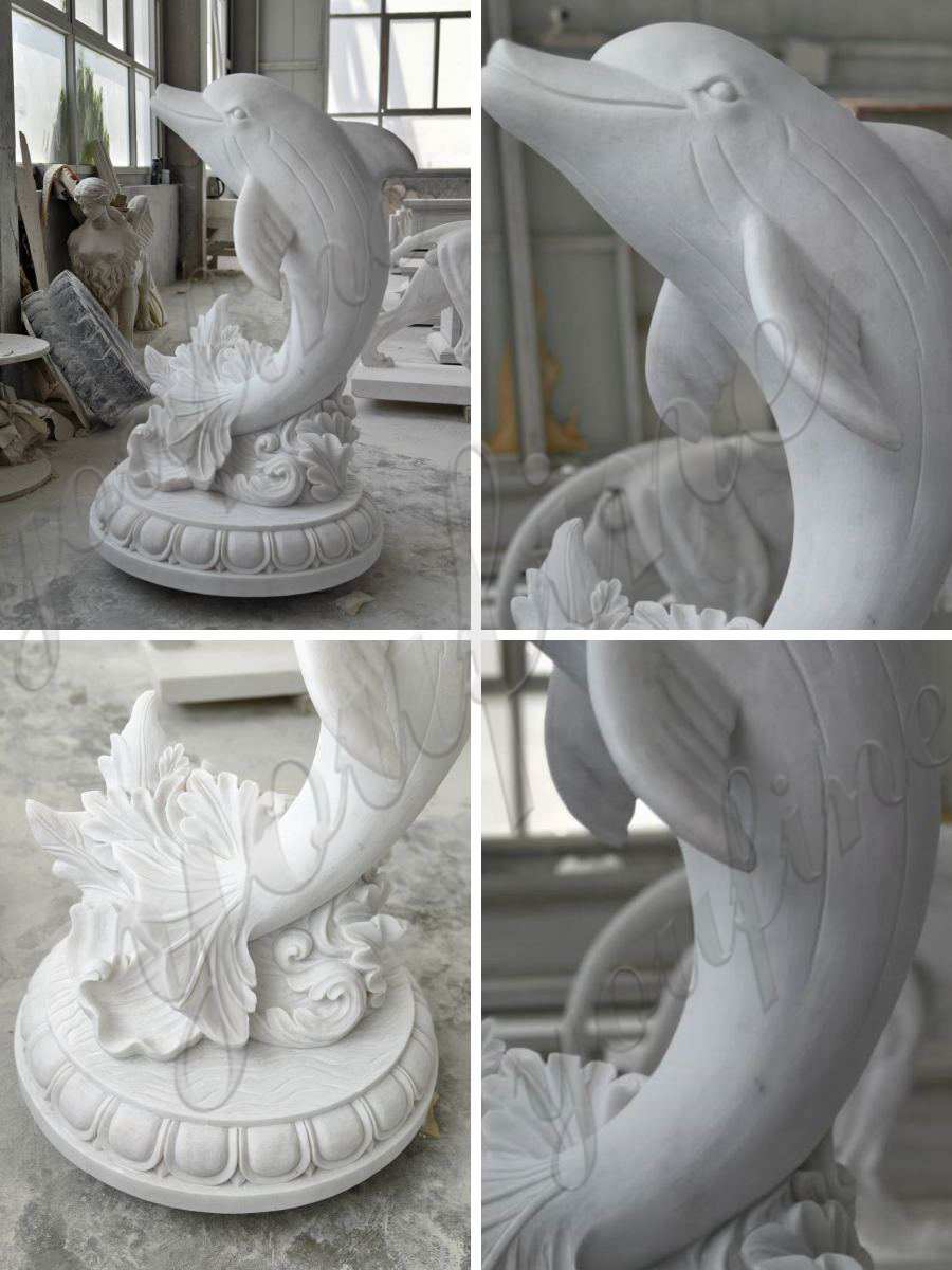 hand carved marble dolphin statue