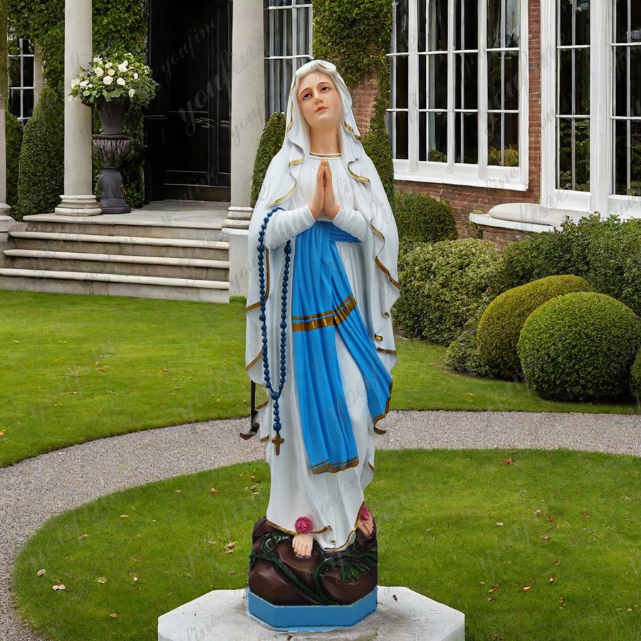 marble painted mary statue for home (1)