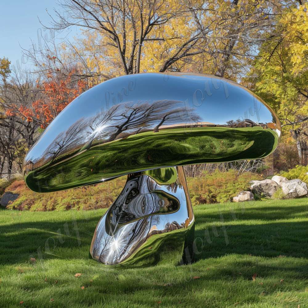 mirror stainless steel mushroom statues for garden (1)