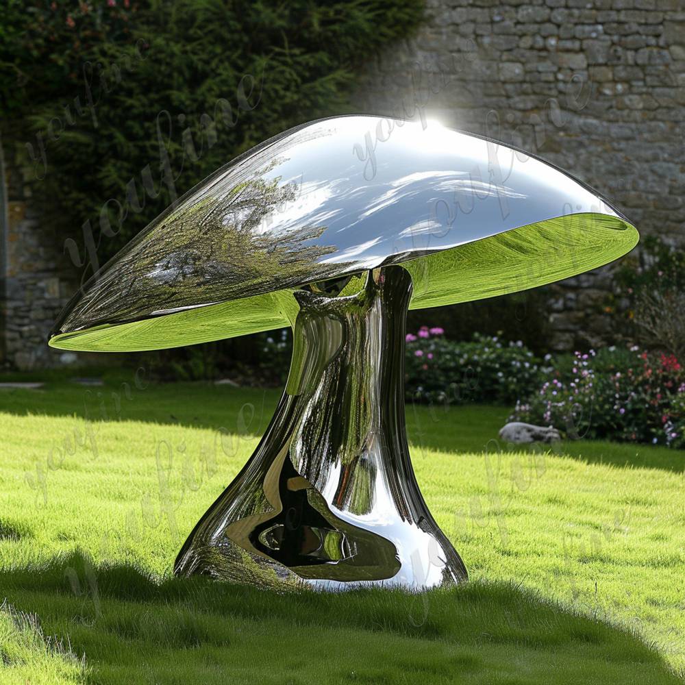 mirror stainless steel mushroom statues for garden (2)