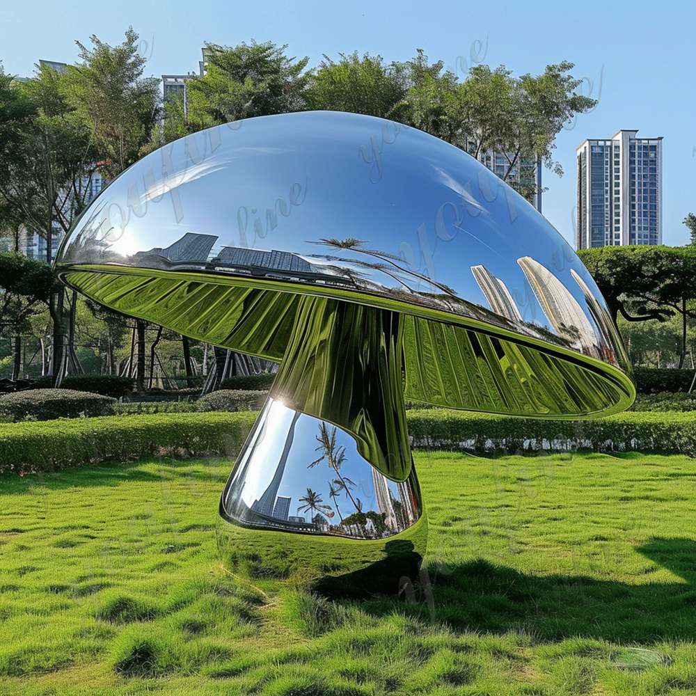 mirror stainless steel mushroom statues for garden (3)