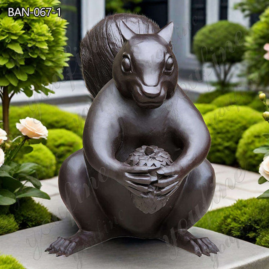patina life size bronze squirrel statues for garden (1)