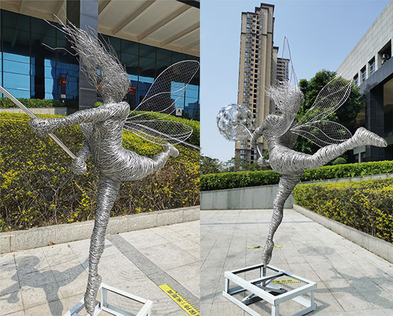stainless-steel-wire-fairy-statue-for-sale