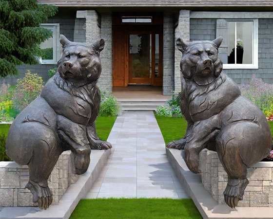 bronze black bear welcome statues for sale
