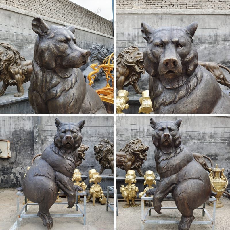 life size bronze black bear statues