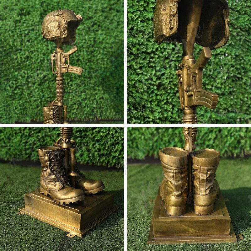 bronze fallen soldier battle cross statue details