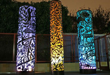 lighting metal hollow column sculpture