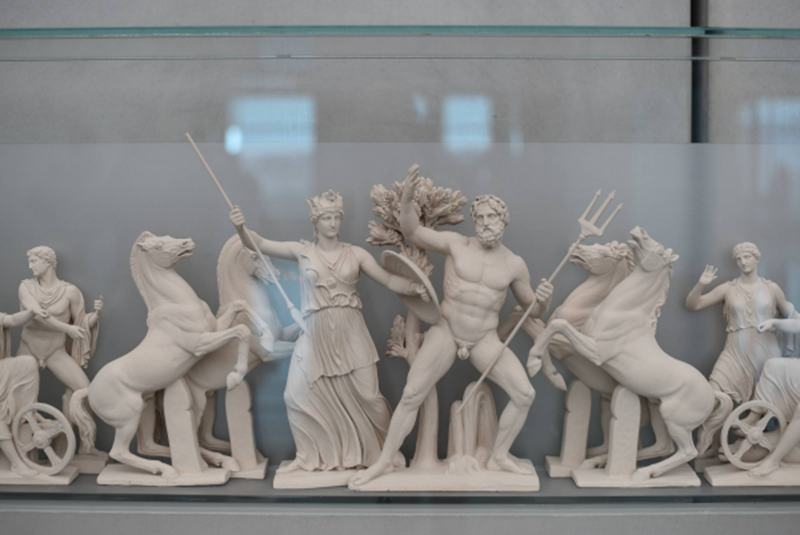 Poseidon Battle with Athens Statue