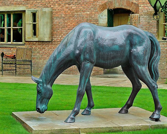 Antique Bronze Grazing Horse Statues (4)