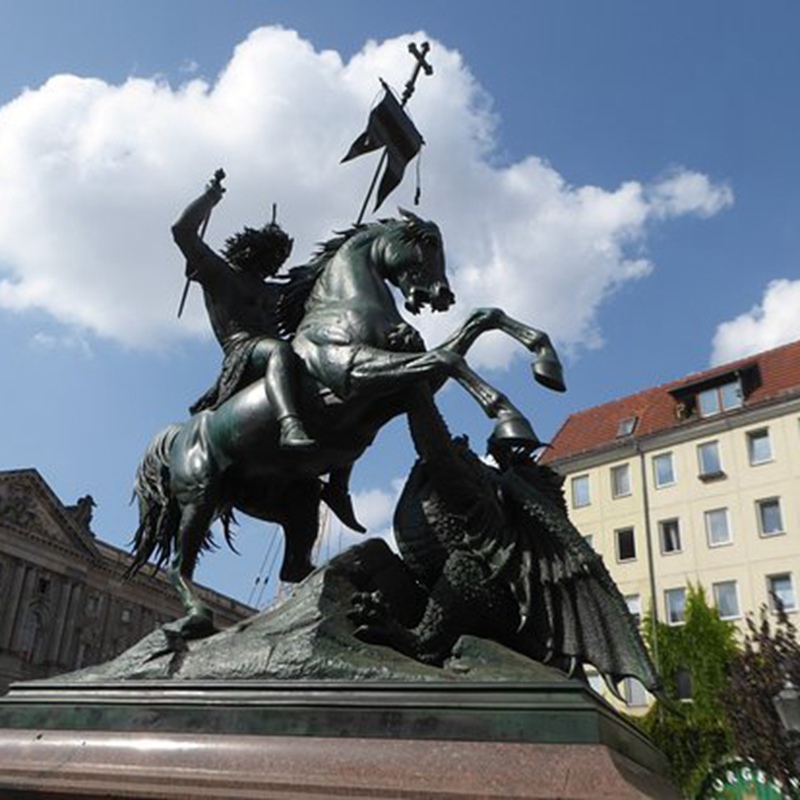 Bronze War Horse Sculpture with Partner Soldier (1)