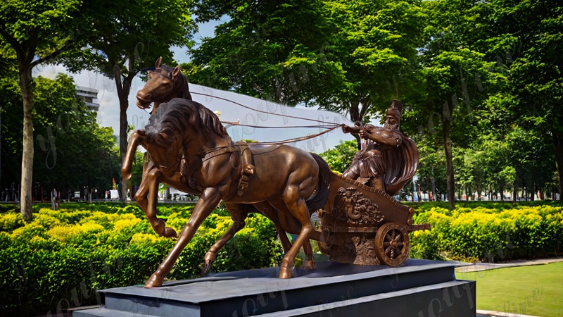 Realistic Bronze Chariot and Horses Statue for Outdoor (2)