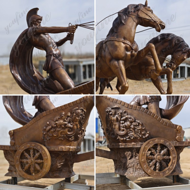 Realistic Bronze Chariot and Horses Statue for Outdoor (4)