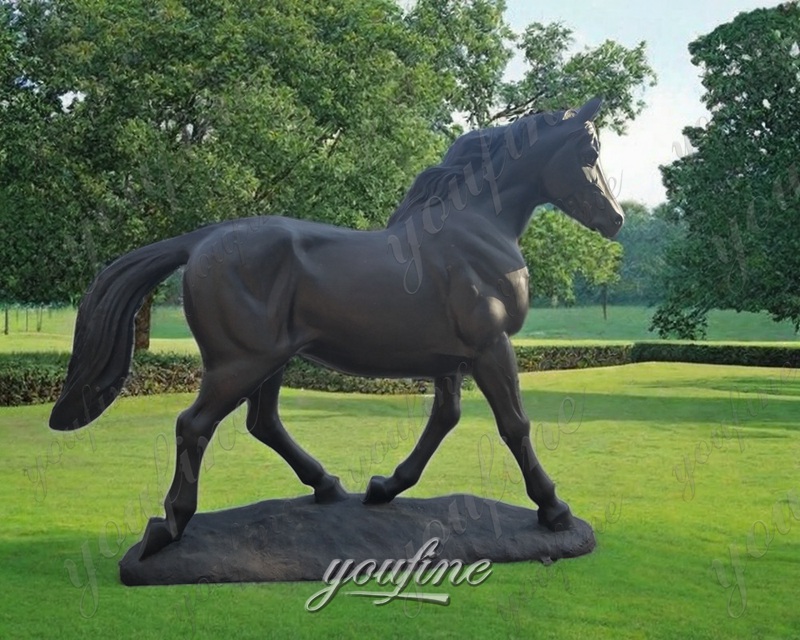 black standing horse statue