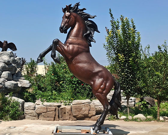 bronze rearing horse statue