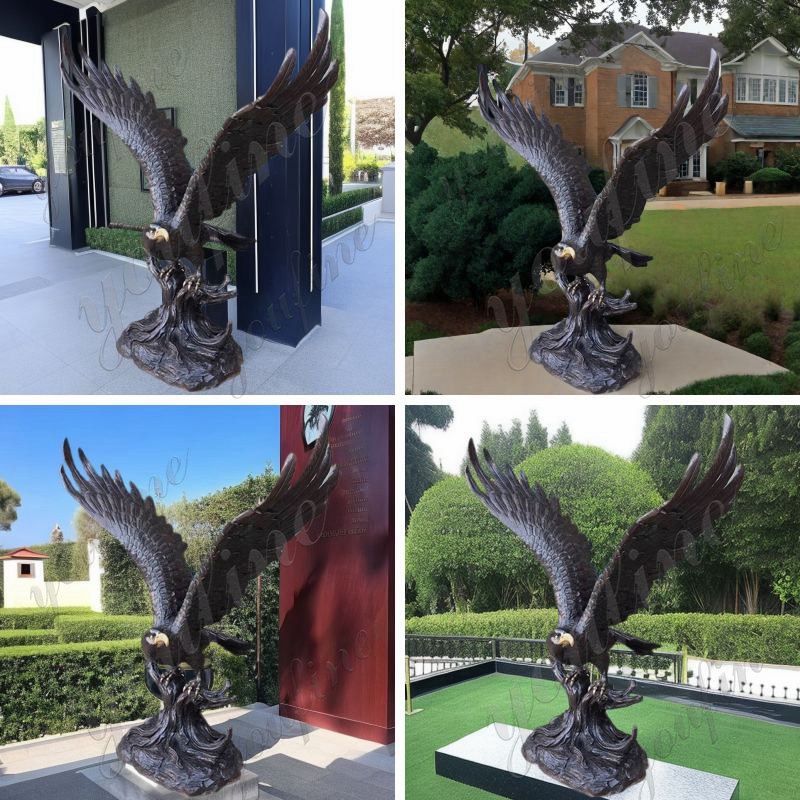 custom vivid bronze falcon statue for garden