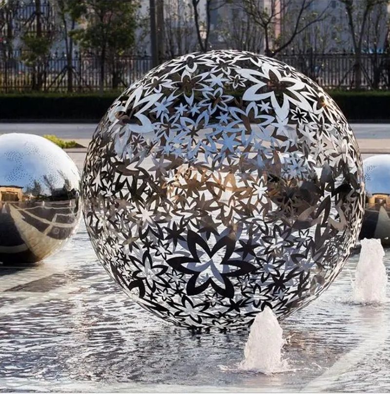 hollow lighting metal ball garden sculpture