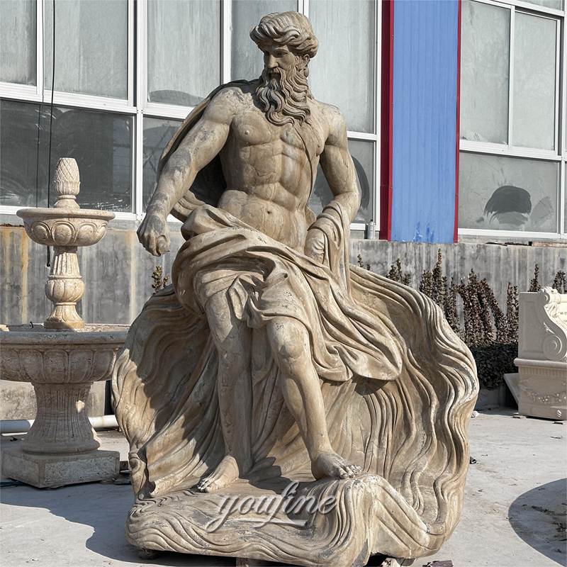 Hand Carved Marble Poseidon Sculpture