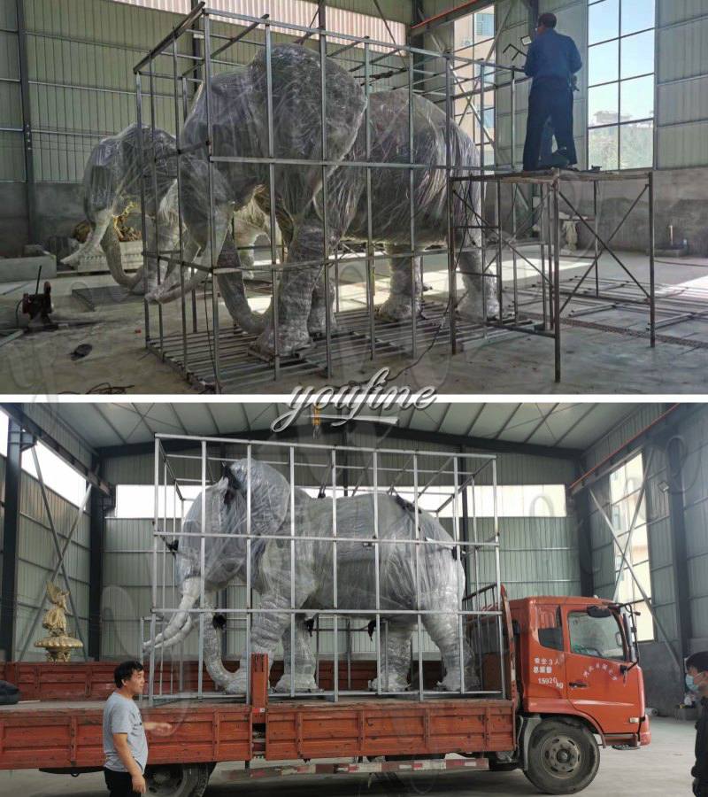 large bronze elephant sculpture packaging