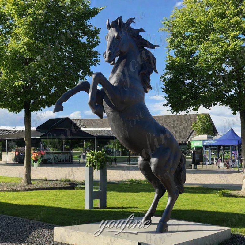 life size bronze rearing horse