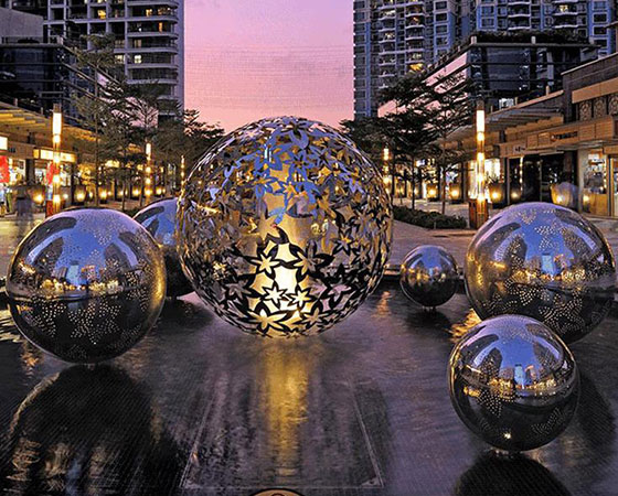 hollow lighting metal ball garden sculpture